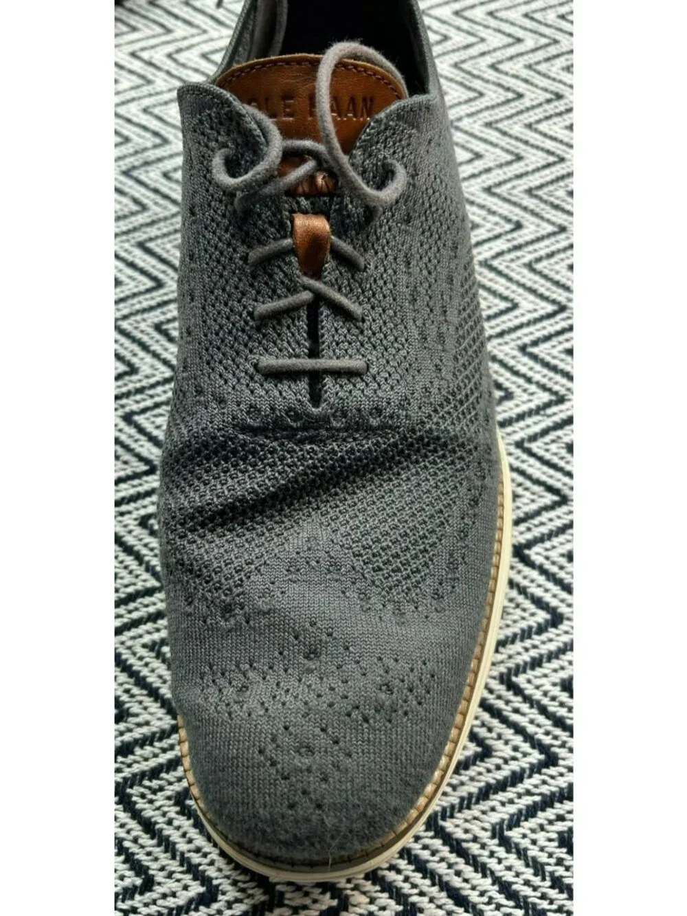 Cole Haan Mens Original Grand Wingtip Oxfords Gray Knit US 11 Lightweight Pre-Ow